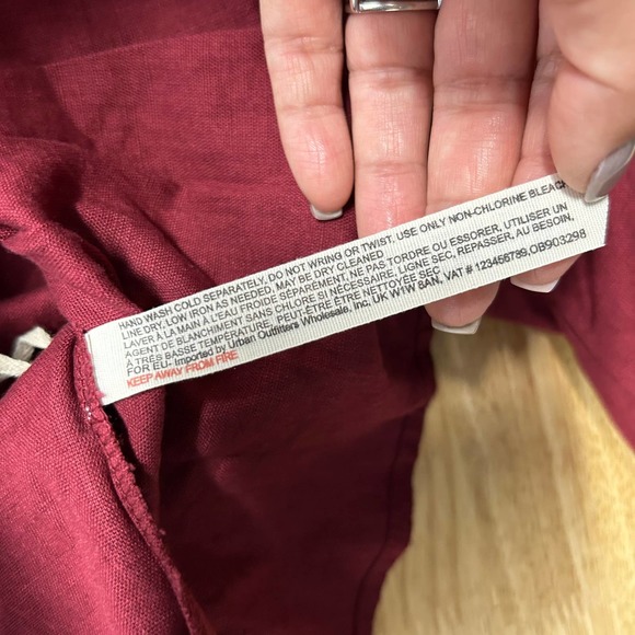 Free People Womens V-Neck Ruffle Trim 3/4 Sleeve Button Front Cropped Top S - Picture 9 of 10